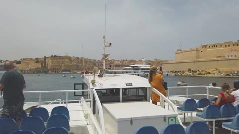 Taking a ferry between Birgu and Valletta in Malta. Stock Footage 241834495