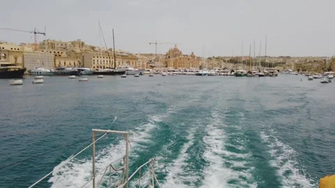 Taking a ferry between Birgu and Valletta in Malta. Stock Footage 241834504