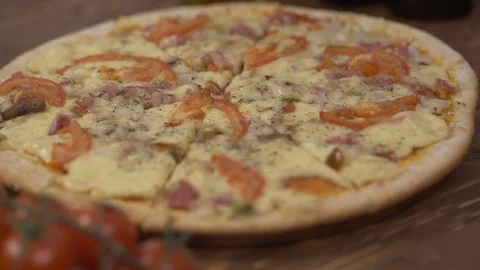 Taking first piece of pizza. Stock Footage 71373651