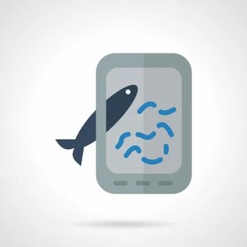 Taking fish photo flat vector icon Stock Illustration