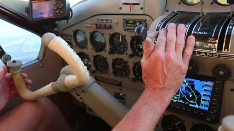 Taking off/Flight Controls on Small Airplane Video stock 42197420