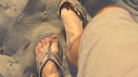 Taking off flip-flops on the beach in slow motion 180fps Video stock 147191230
