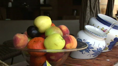 Taking fruit from a bowl, Mexico Stock Footage 574331