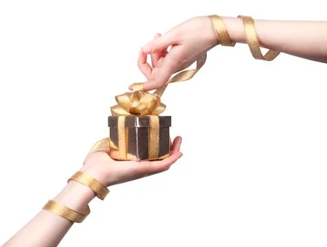 Taking a gift concept isolated Stock Photos