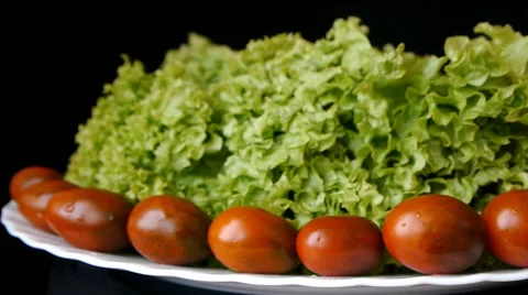 Taking Green Salad Of The Plate Stock Footage 65446495