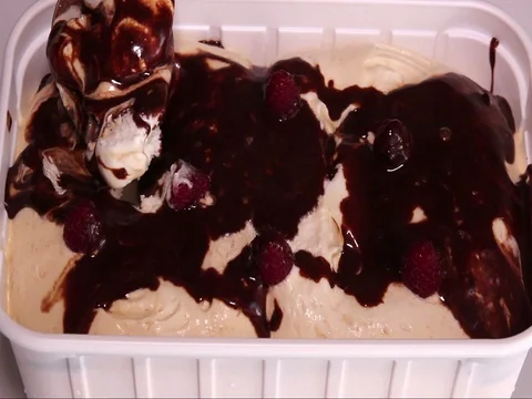Taking Ice Cream With Spoon Stock Footage