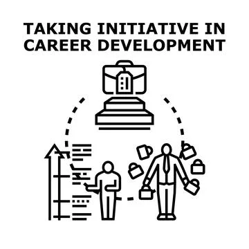 Taking initiative in career development icon concept Stock Illustration