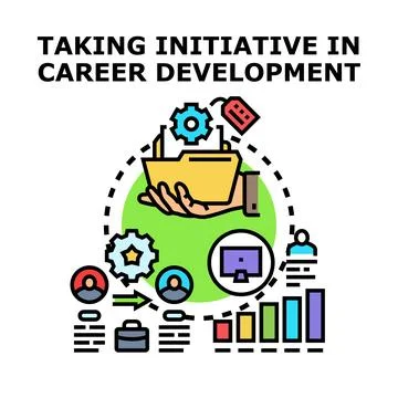 Taking initiative in career development icon illustration Illustrazione stock