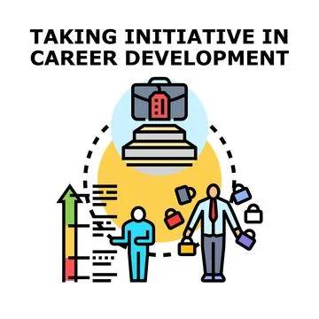 Taking initiative in career development icon concept Stock Illustration