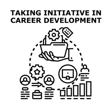 Taking initiative in career development icon illustration 库存插图
