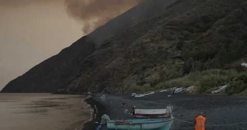 Taking it easy on an island on fire Stock Footage 160368001