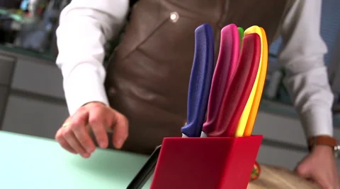 Taking knife in slow motion Stockbeeldmateriaal 49029826