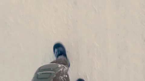 Taking a leisurely walk through the fresh and beautiful winter snow Stock Footage 317608416