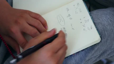 Taking lessons and lecture notes, hardworking students take notes, 스톡 동영상 136035533