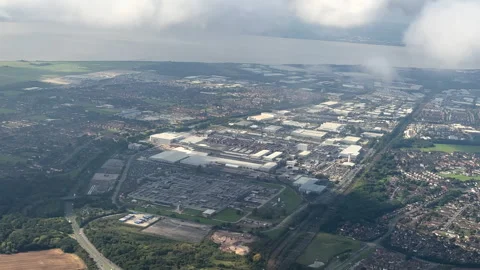 Taking off from Liverpool.Area between A561 A562 and Manchester railway line 库存影片 255558546
