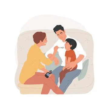 Taking medication isolated cartoon vector illustration. Stock Illustration
