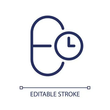 Taking medicine on time pixel perfect linear ui icon Stockillustratie