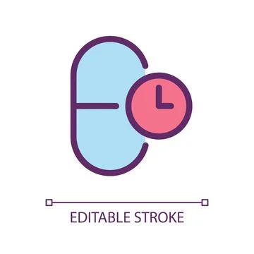 Taking medicine on time pixel perfect RGB color ui icon イラスト素材