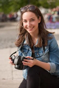 Taking memories. Stock Photos