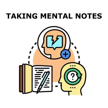 Taking mental notes and processing new information Stock Illustration