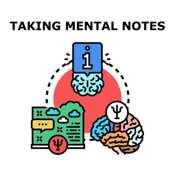 Taking mental notes and processing information concept 스톡 일러스트