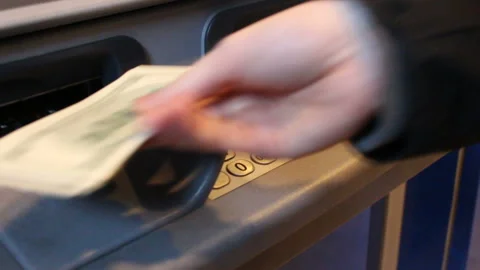 Taking money from ATM Stock Footage 88742117