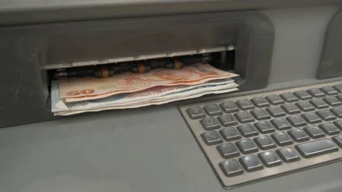 Taking money from the ATM Stock Footage 168236461
