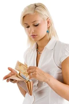 Taking money from wallet Stock Photos