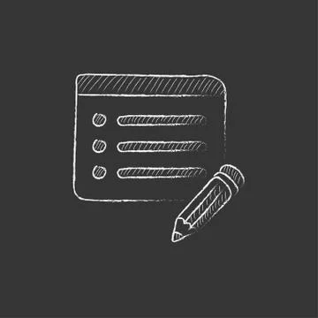 Taking note. Drawn in chalk icon Stock Illustration