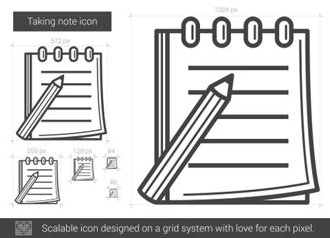 Taking note line icon 库存插图