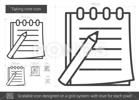 Taking note line icon. 库存插图
