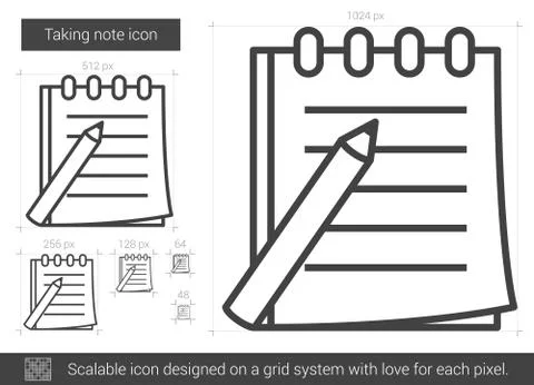 Taking note line icon. 库存插图