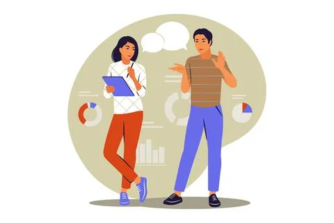 Taking notes concept. Woman taking notes. Vector illustration. Flat. Stock Illustration