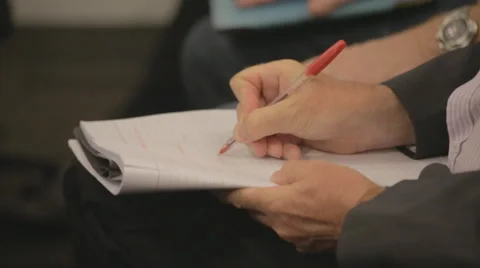 Taking notes at conference Stock Footage 64905170