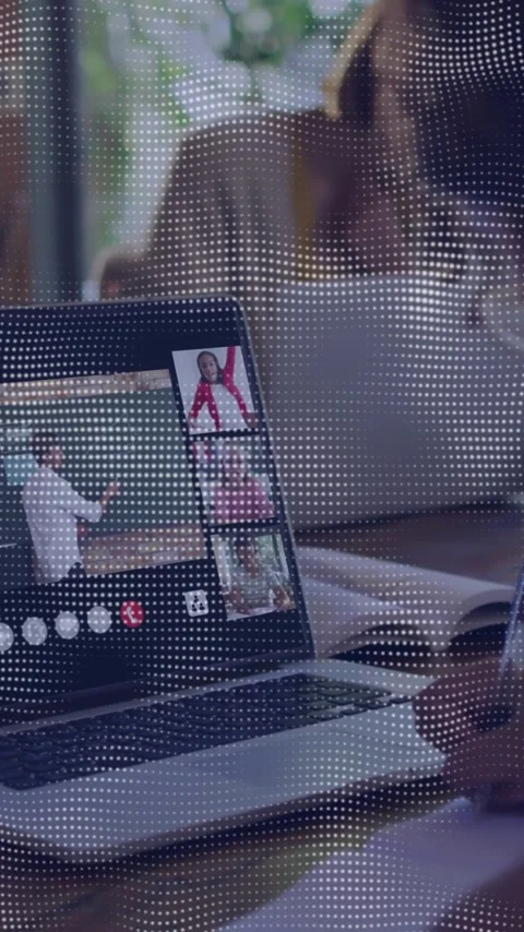 Taking notes during virtual meeting on laptop, person focusing on animation Stock Footage 344370420