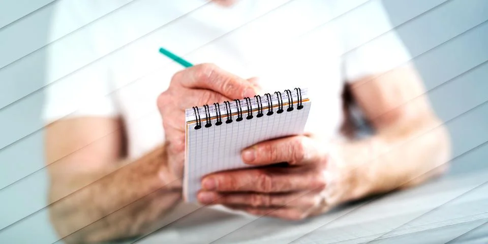 Taking notes, geometric pattern Stock Photos