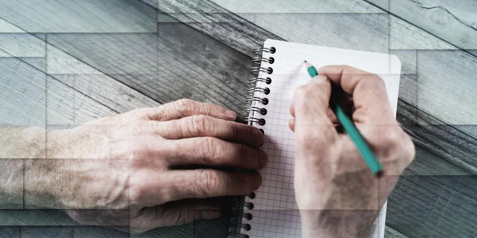 Taking notes, geometric pattern Stock Photos