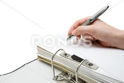 Taking Notes Isolated on a White Background Stock Photos