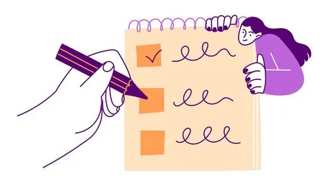 Taking notes in a notebook Illustrazione stock