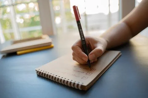 Taking notes notebook Stock Photos