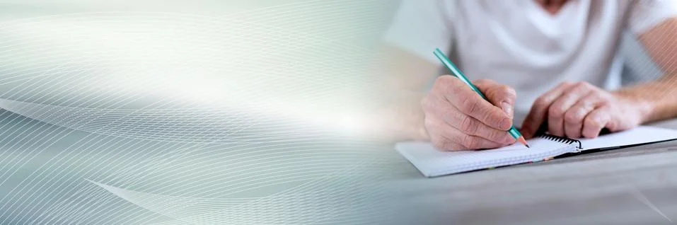 Taking notes; panoramic banner 스톡 사진