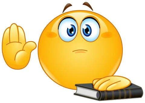 Taking oath emoticon Stock Illustration