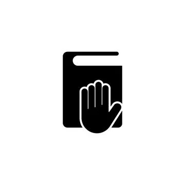 Taking Oath, Hand on Constitution or Bible. Flat Vector Icon illustration. Si Stock Illustration