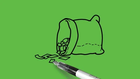 Taking out note from the bag in black, brown, green, grey and white colour Видео 156383466