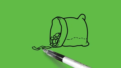 Taking out note from the bag in black and blue colour combination Vidéo 156383508