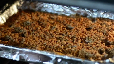 Taking Out of the Oven the Apple Crisp  Stock Footage 130357408