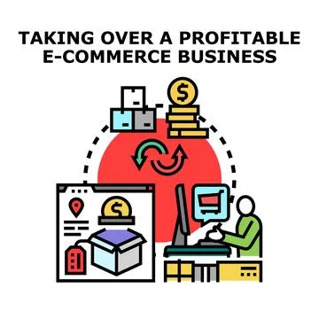 Taking over profitable e commerce business concept Stock Illustration
