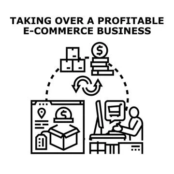 Taking over profitable e commerce business concept Stock Illustration