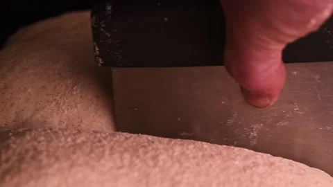 Taking a part of fresh dough for baking and pastry Video stock 148728450