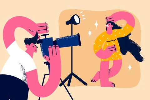Taking part in photo session concept Illustrazione stock